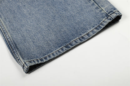 Washed Blue Denim Wide Leg Pants | Tajstylo