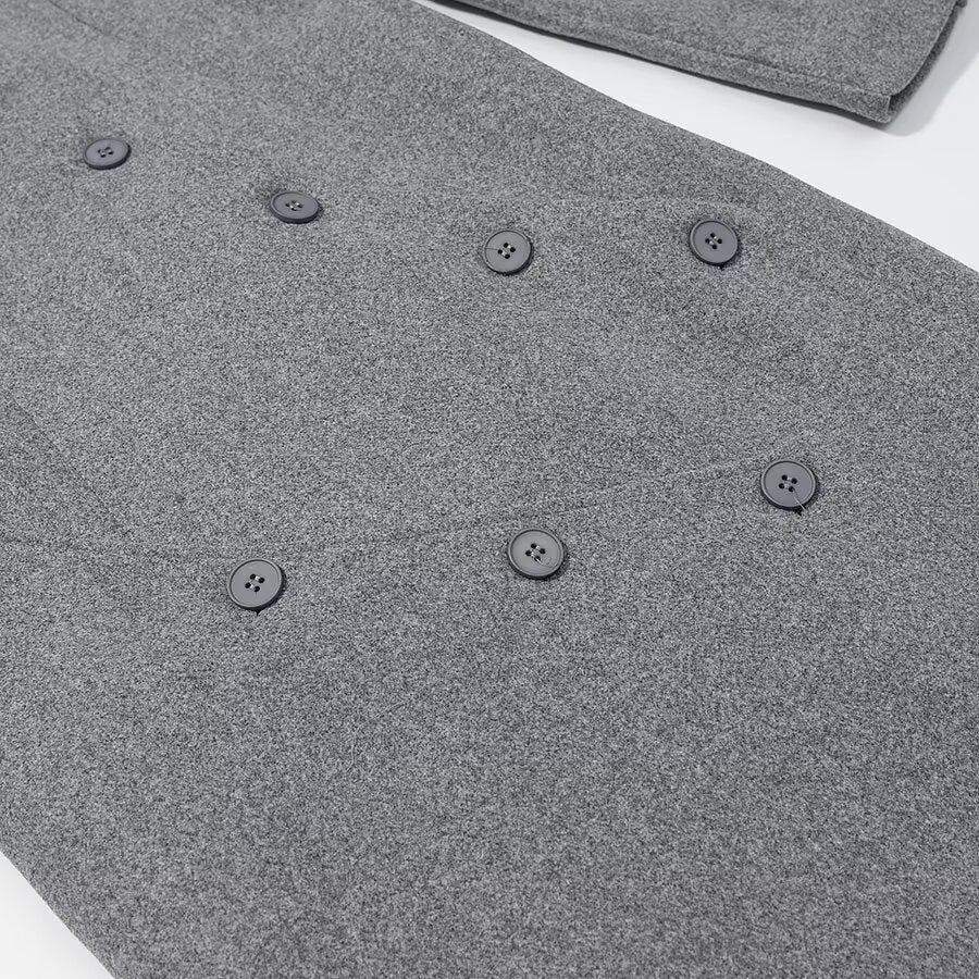 Elegant Long Grey Coat with Multi Button Closure | Tajstylo