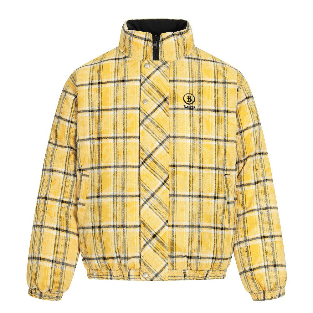 Double Sided Plaid Stand Collar Jacket | Tajstylo