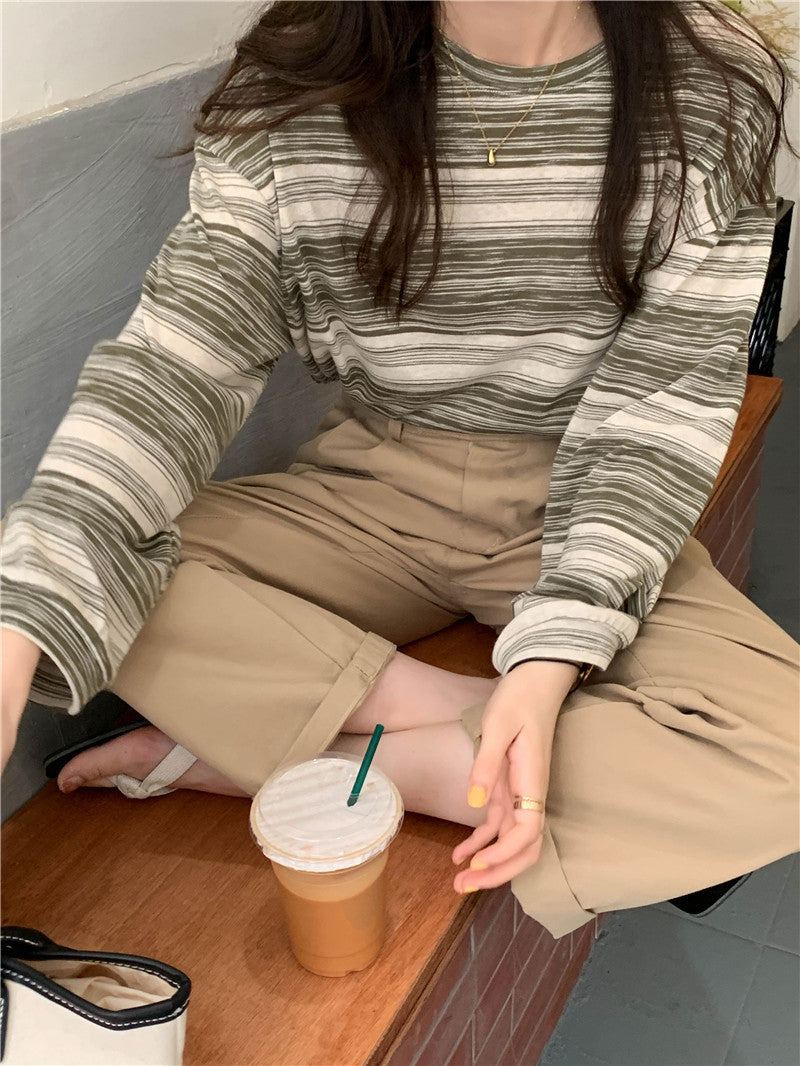 Casual Stripe Long Sleeve T-Shirt | Tajstylo