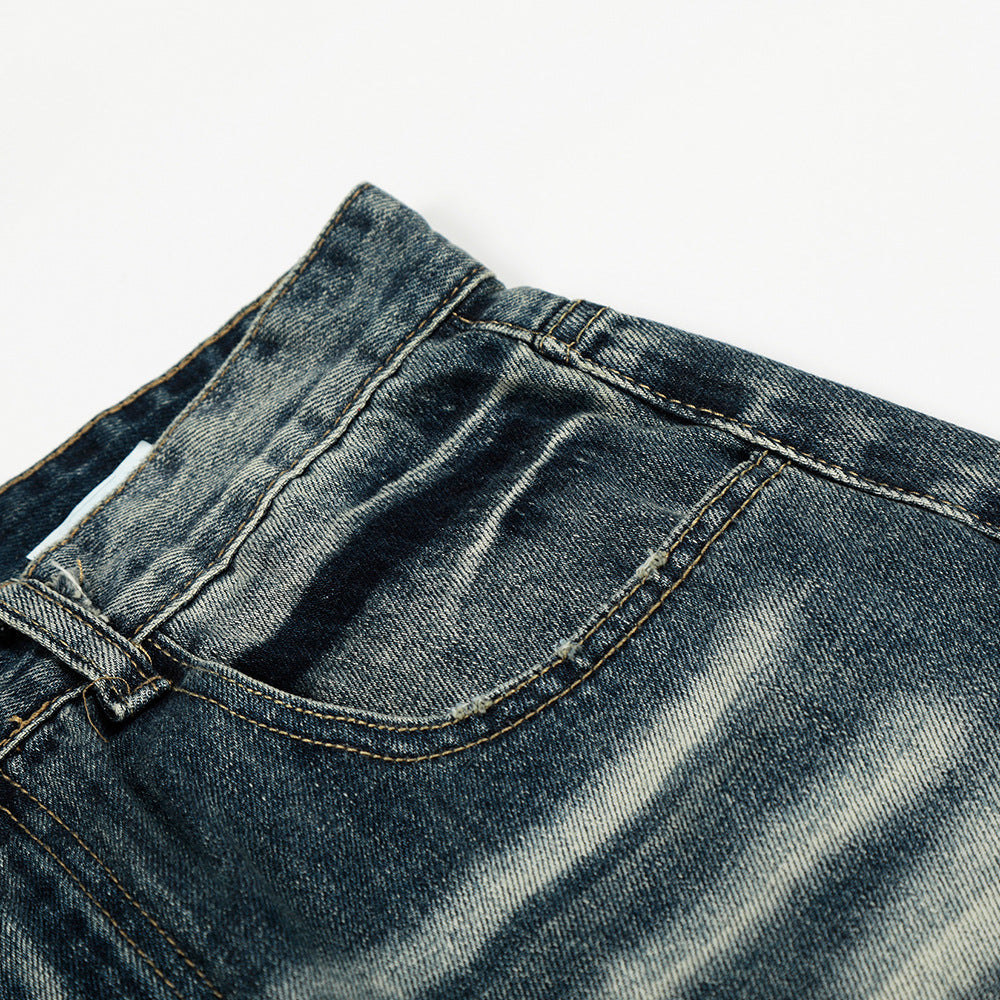 Woman wearing Loose Fit Distressed Blue Denim Jeans in a casual setting