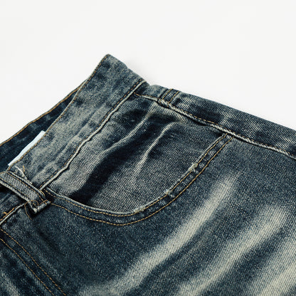 Woman wearing Loose Fit Distressed Blue Denim Jeans in a casual setting