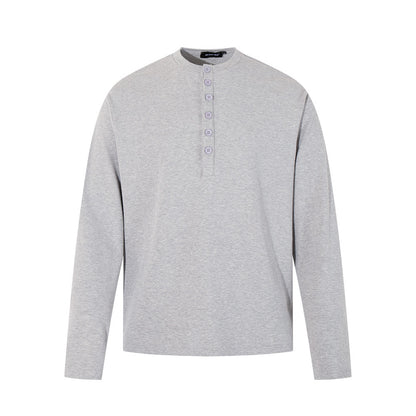 Half Open Collar Long Sleeve Tee | Tajstylo