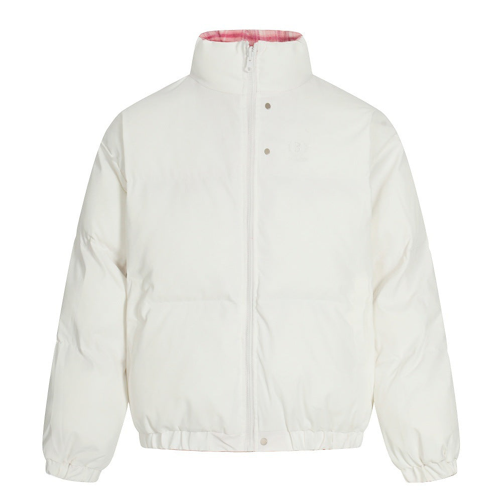 Double Sided Plaid Stand Collar Jacket | Tajstylo