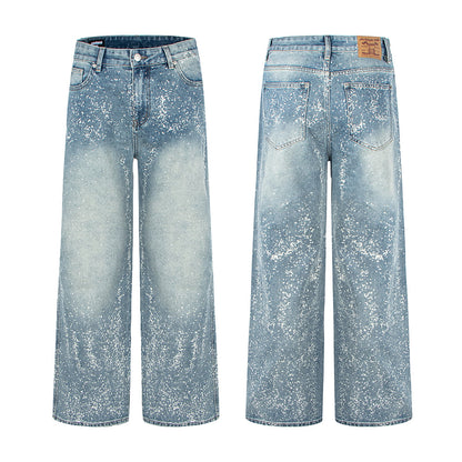 Starry Sky Painted Design Denim Pants | Tajstylo