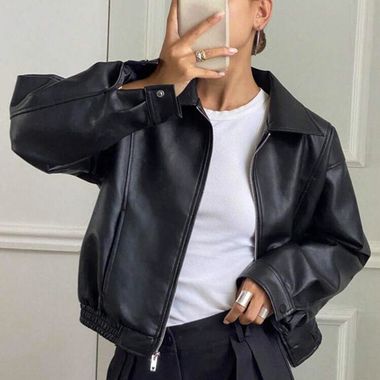 Retro Brown Leather Jacket | Tajstylo