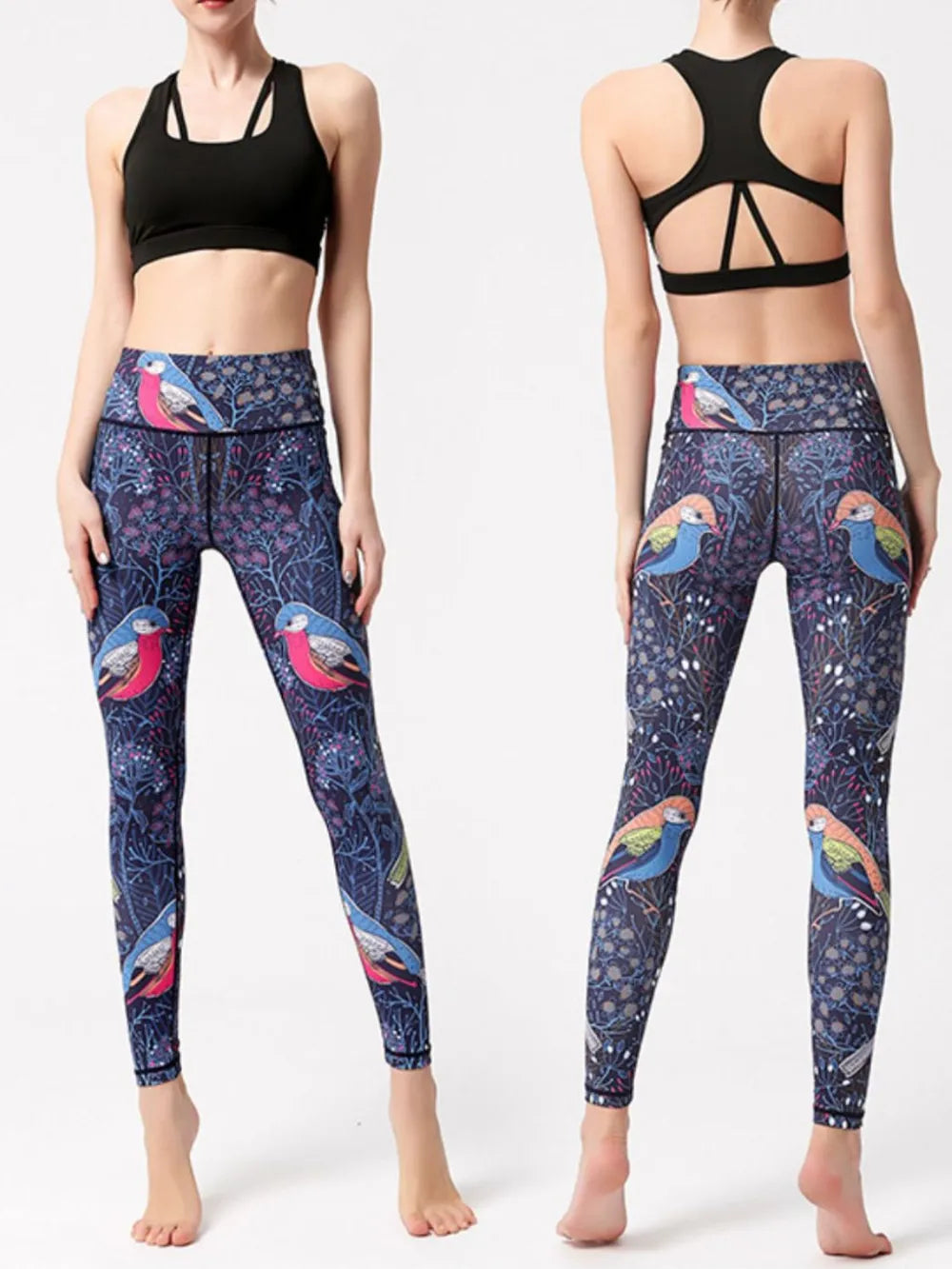 Woman wearing Printed High Waist Active Leggings in an active setting