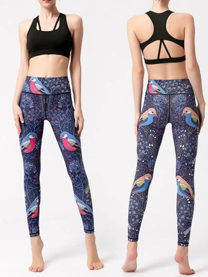 Woman wearing Printed High Waist Active Leggings in an active setting
