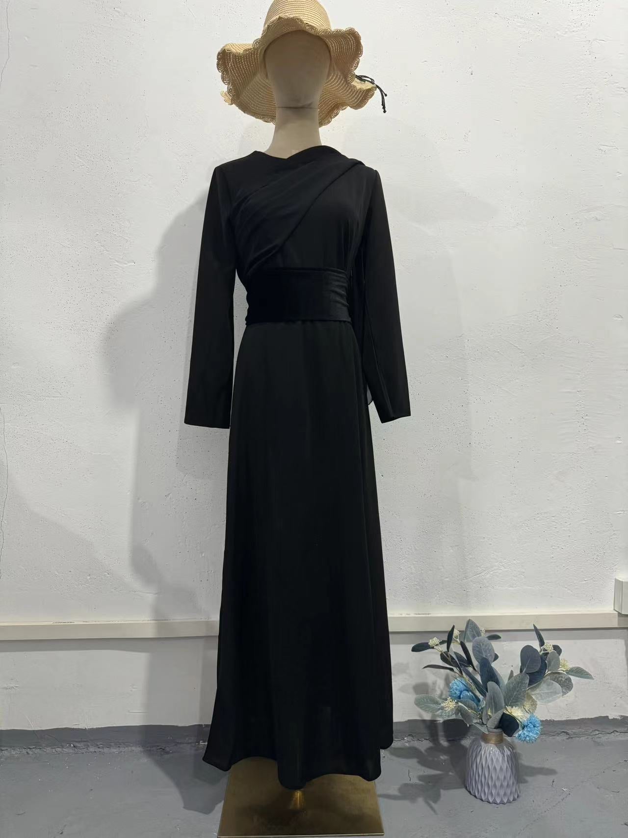 Velvet Cape Long Sleeve Dress | Tajstylo
