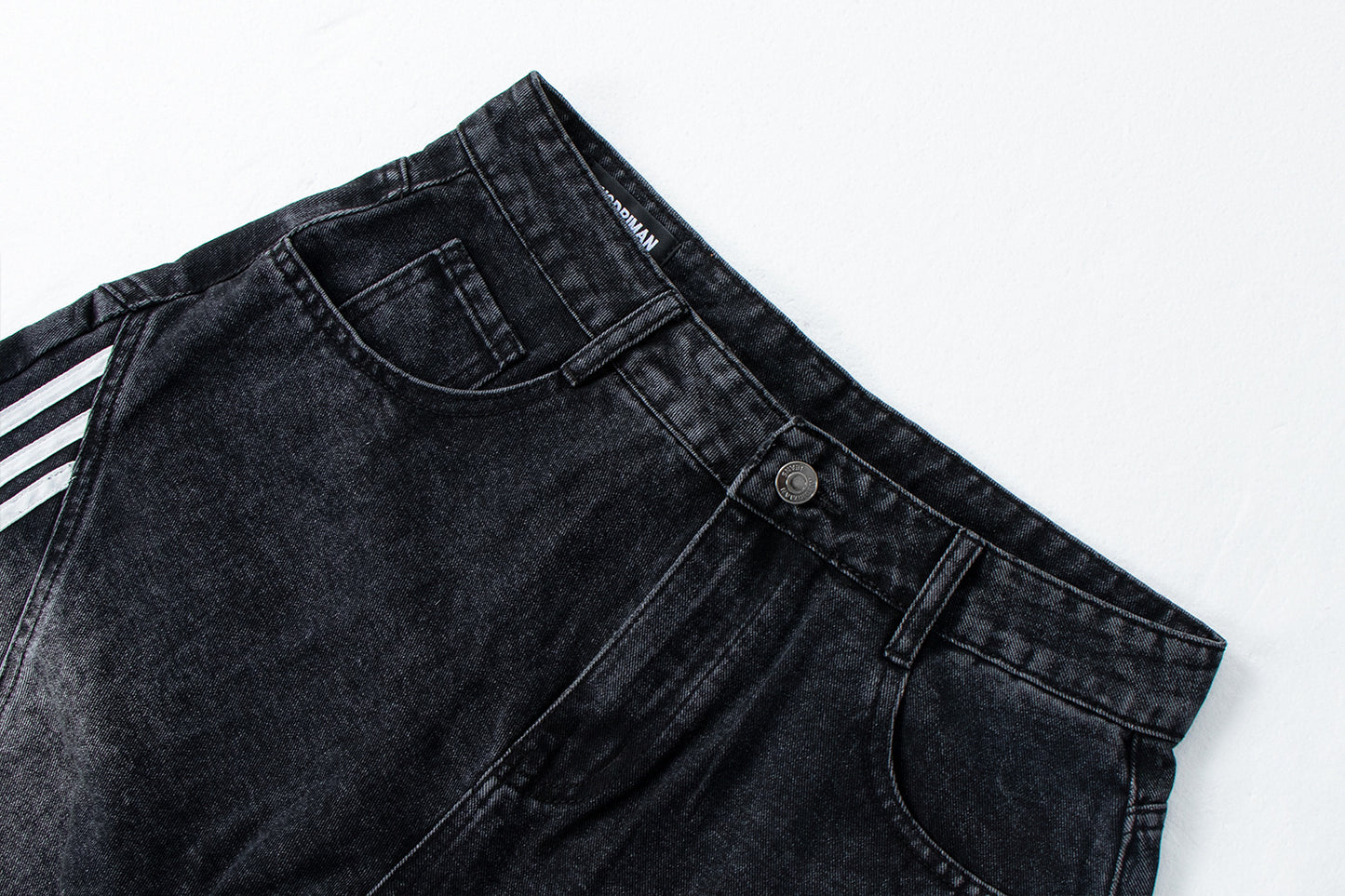 Retro Street Washed Three-Stripe Deconstructed Wide-Leg Jea | Tajstylo