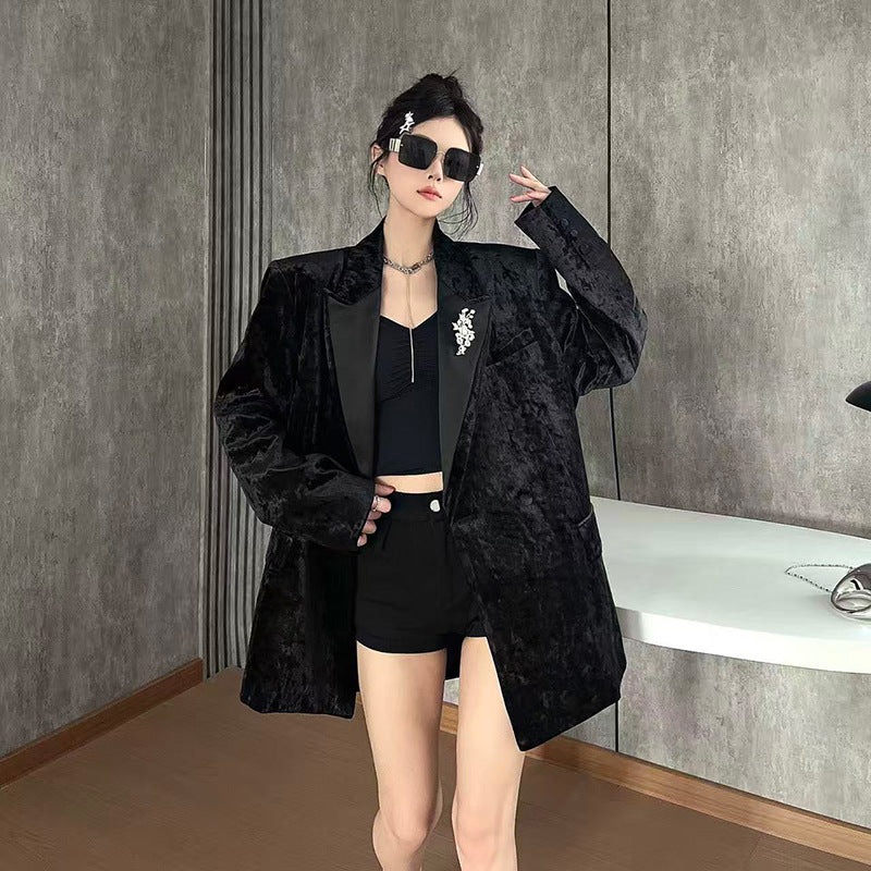 Black Velvet Suit for Women | Tajstylo