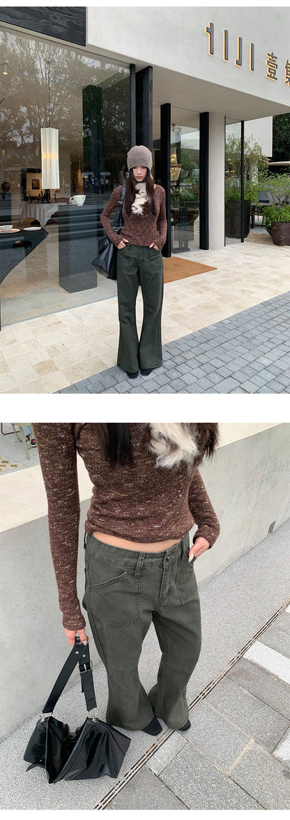 Distressed Flared Jeans with Pockets | Tajstylo