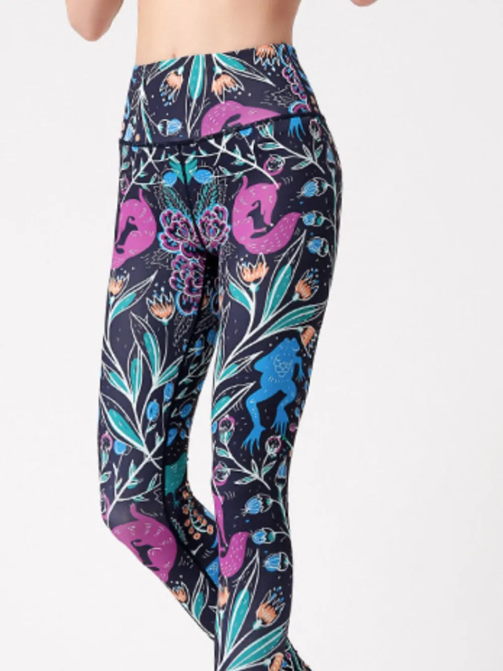 Woman wearing Printed High Waist Active Leggings in an active setting