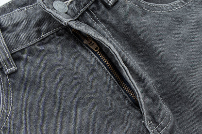 Vintage Washed Gray Splatter Wide Leg Jeans | Tajstylo