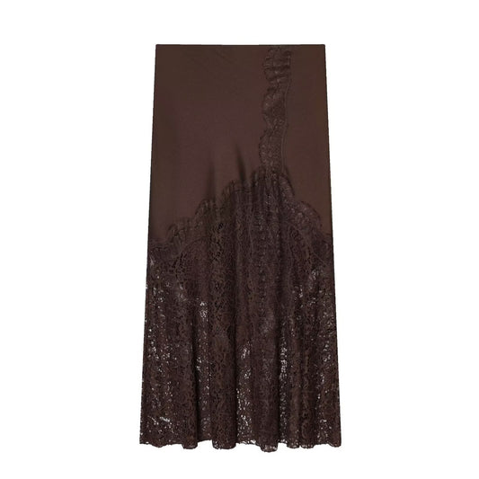 Woman wearing Lace Patchwork Midi Skirt in a stylish setting