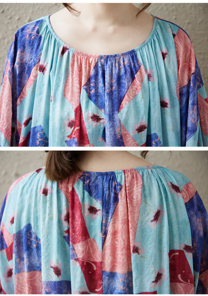 Multi-Color Printed Loose Dress | Tajstylo