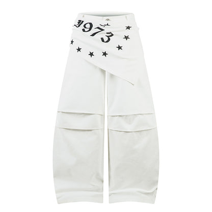 Woman wearing Loose Wide Leg Drop-Crotch Pants in urban setting