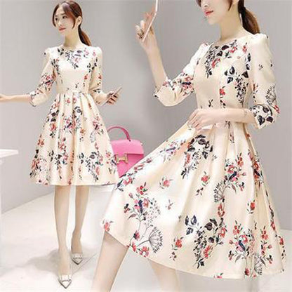 Woman wearing Chic Korean Style Mid Length Dress in a casual setting