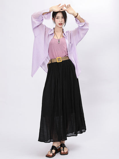Solid Color A-Line Skirt | Tajstylo