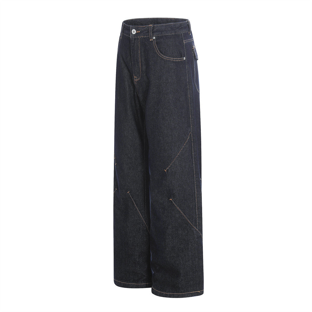 Original Blue Denim Straight Leg Pants | Tajstylo