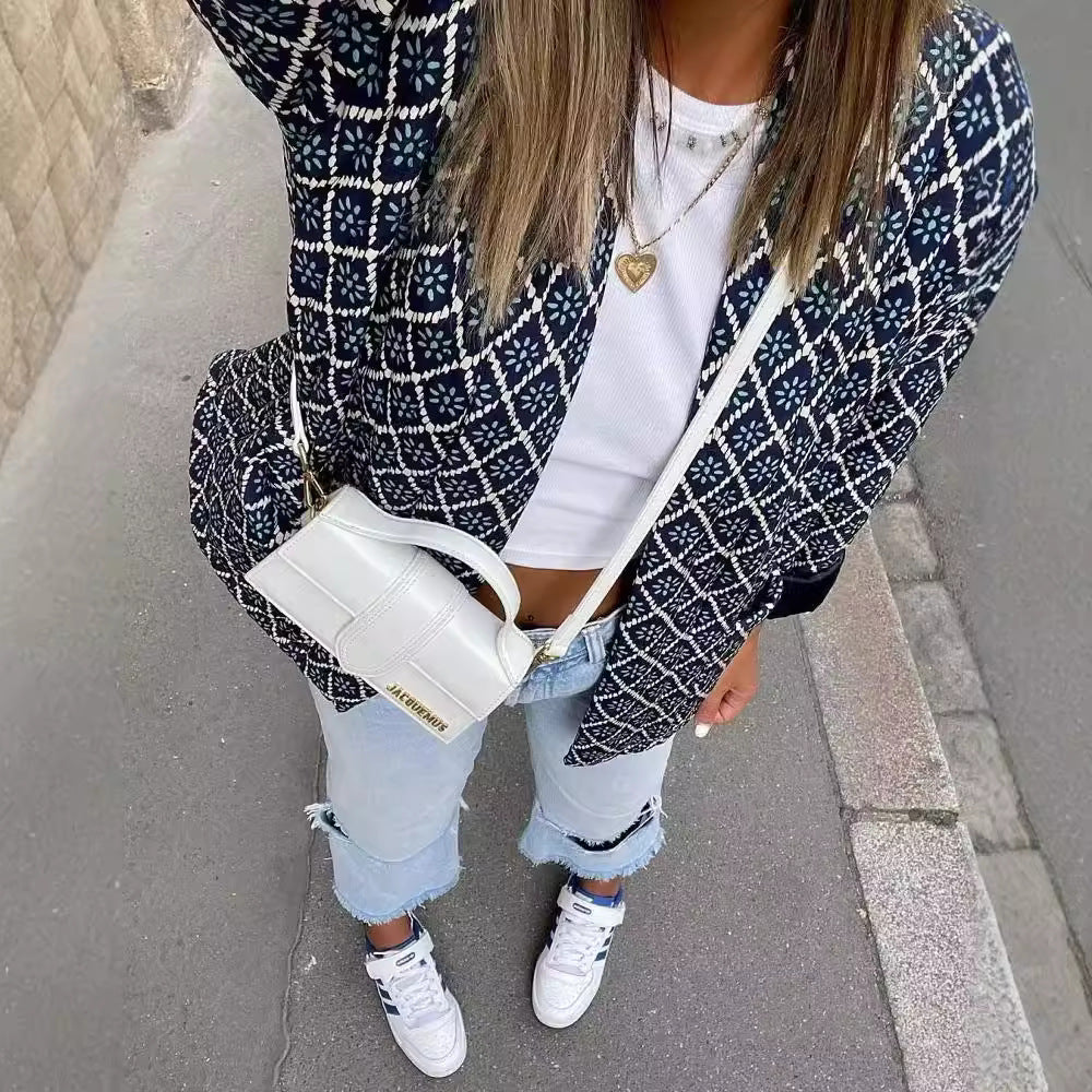 Woman wearing Quilted Coat for Women in a casual outdoor setting