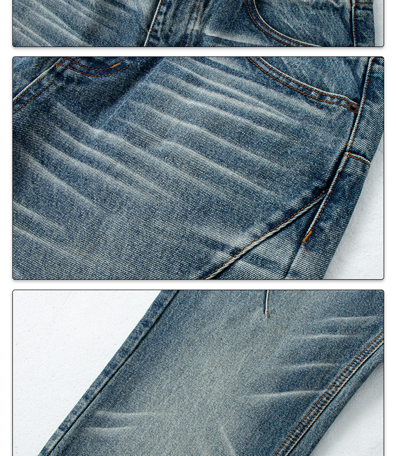 Vintage Washed Denim Jeans with Patchwork | Tajstylo