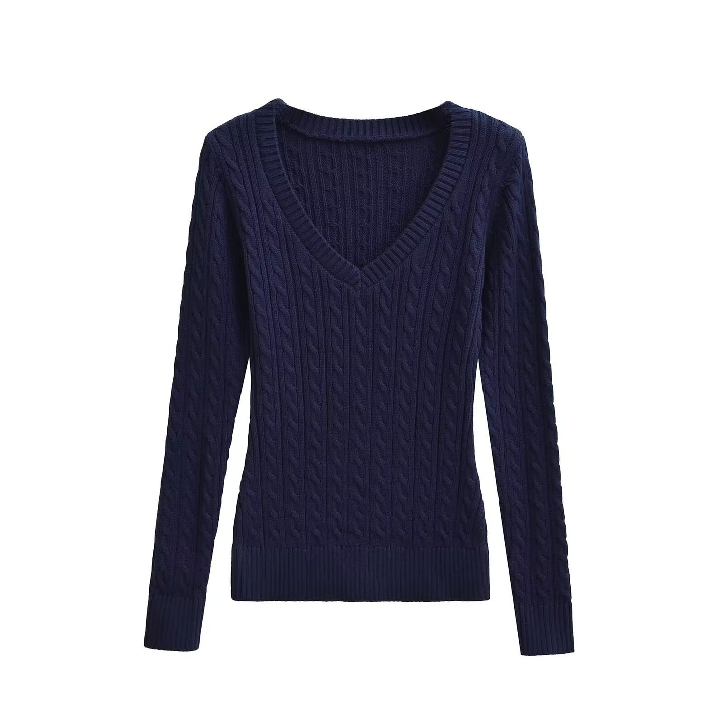 Slim Fit V-Neck Striped Sweater | Tajstylo