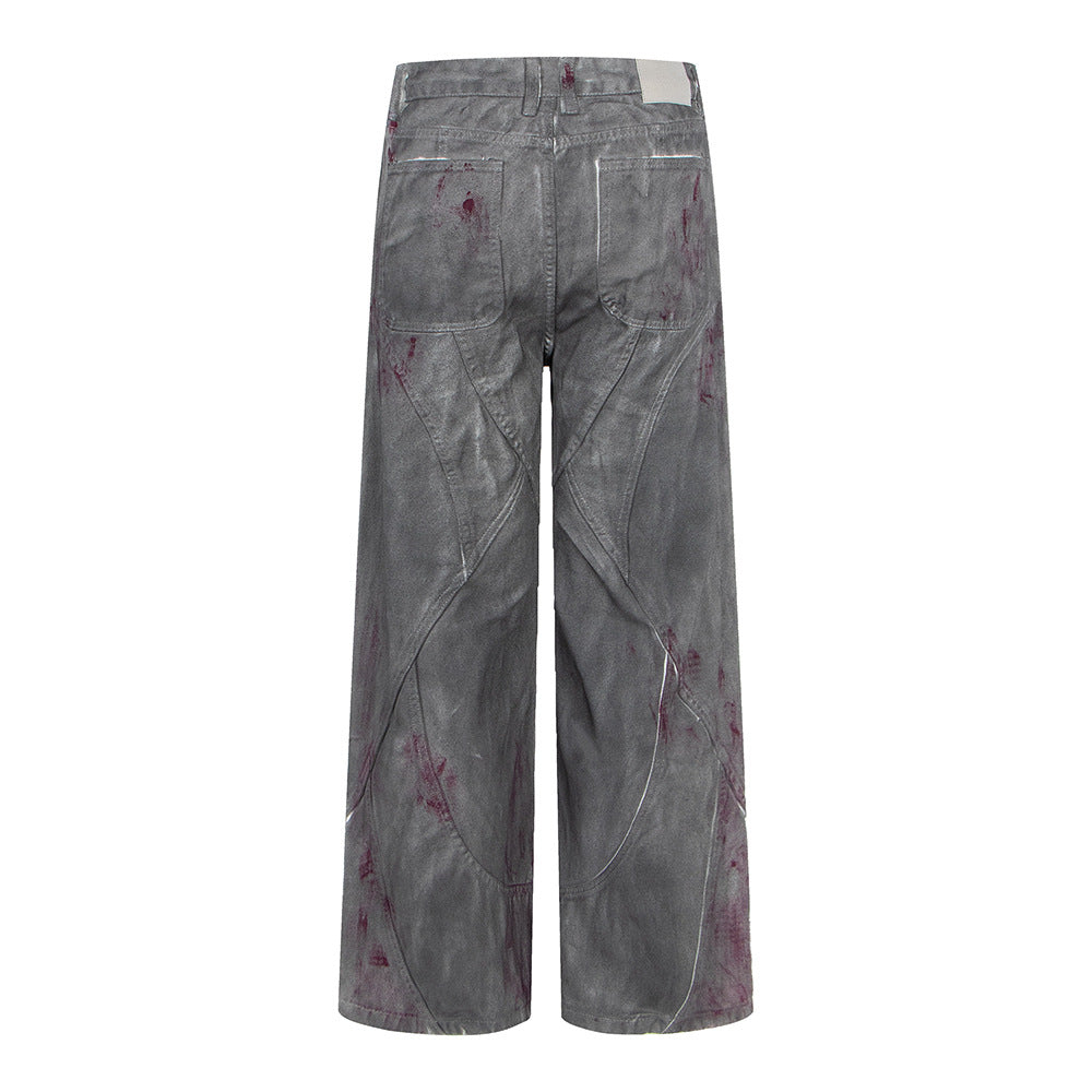 Woman wearing Distressed Dyed Wide Leg Jeans in a casual setting