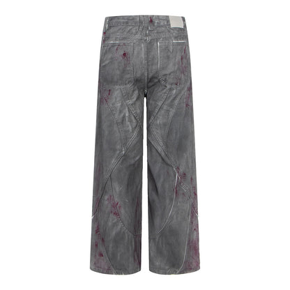 Woman wearing Distressed Dyed Wide Leg Jeans in a casual setting