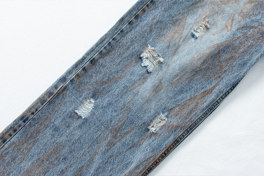 Oversized Straight Leg Washed Denim Pants | Tajstylo