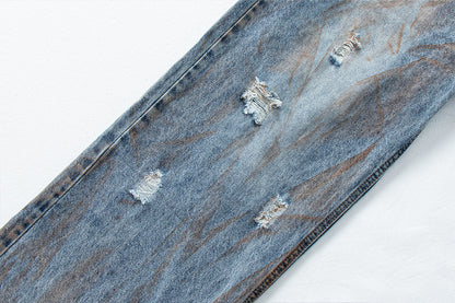 Oversized Straight Leg Washed Denim Pants | Tajstylo