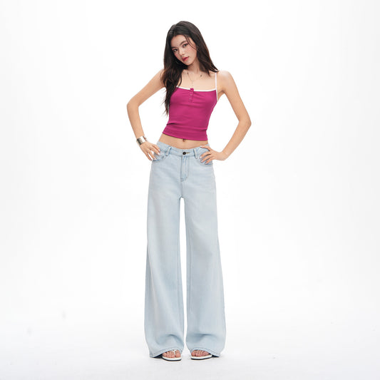 Light Blue Wide-Leg Tencel Jeans | Tajstylo