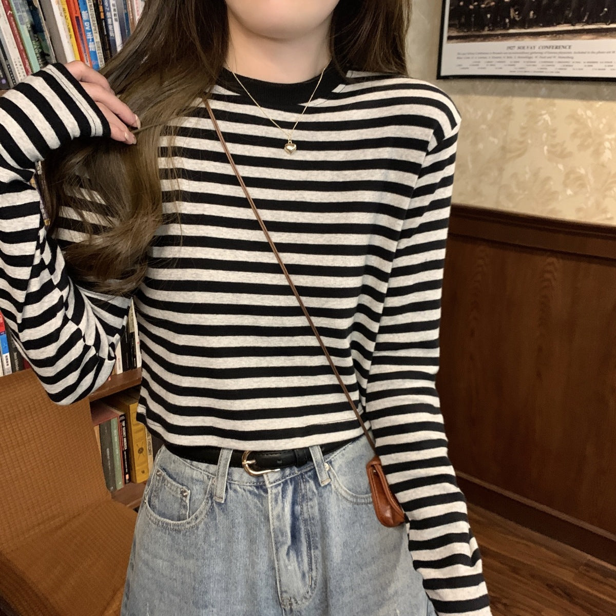 Stripe Long Sleeve Crop Top | Tajstylo