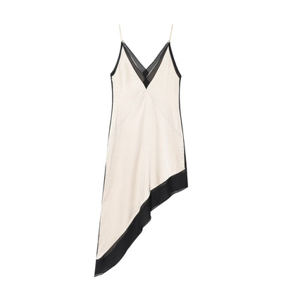 Satin Asymmetric Midi Dress | Tajstylo