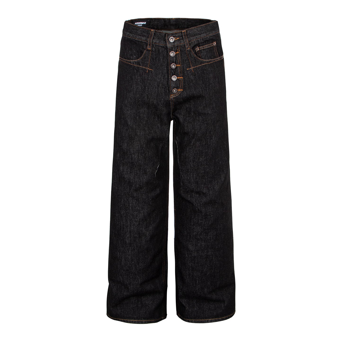 Retro Denim Pants with Gold Topstitching | Tajstylo