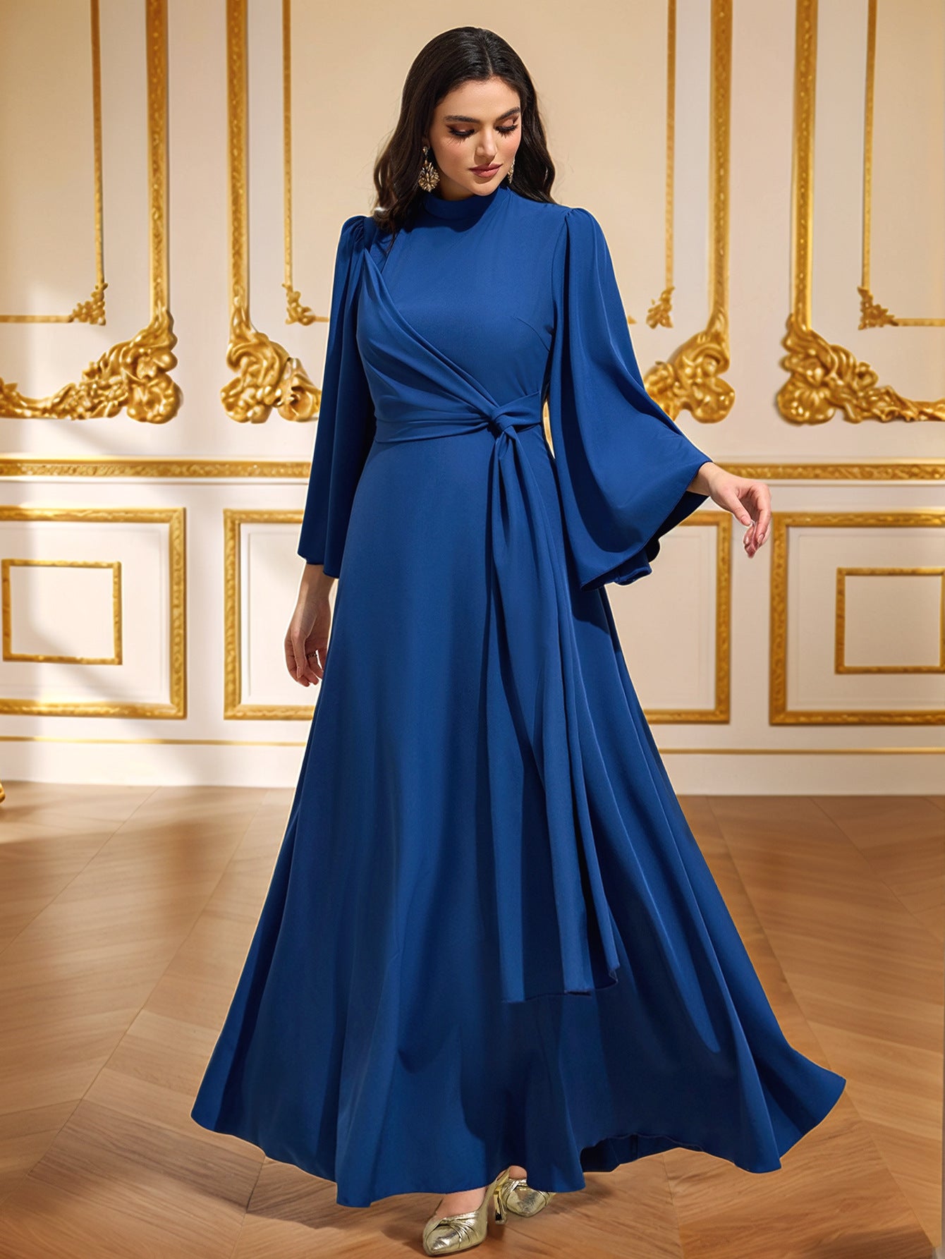 Solid Color Elegant Waist Cinching Dress | Tajstylo