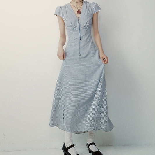 Classic Vichy Check High-Waisted Dress | Tajstylo