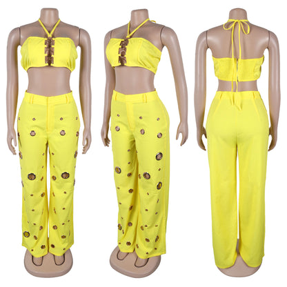 Flattering Ripped Fitted Two-Piece Nightclub Outfit | Tajstylo