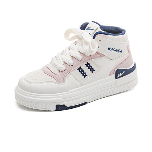 Women's Colour Block High-Cut Thick Sole Lace-Up Casual Sneaker Shoes – Front View | TajStylo