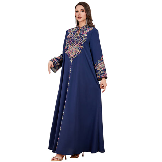 Rope Embroidered Long Sleeve Dress | Tajstylo