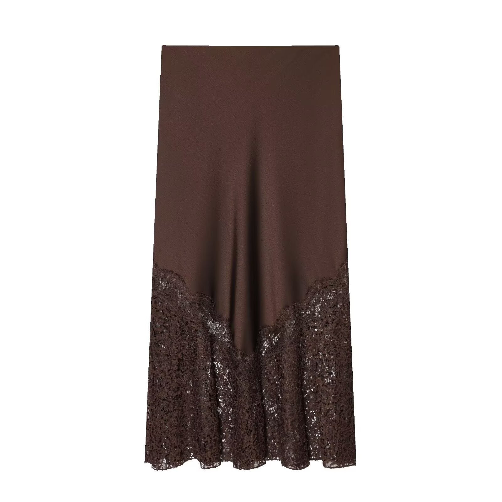 Woman wearing Lace Patchwork Midi Skirt in a stylish setting