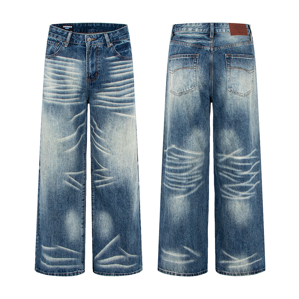 Woman wearing Vintage Washed Wide Leg Denim Pants in a casual setting