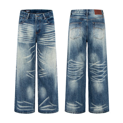 Woman wearing Vintage Washed Wide Leg Denim Pants in a casual setting