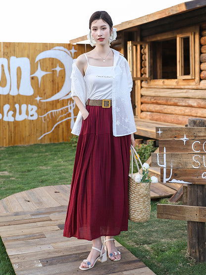 Belt Double Pocket Skirt | Tajstylo