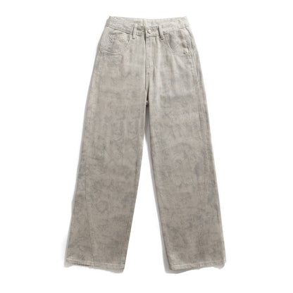 Deep Space Gray Tie-Dye Straight Leg Jeans | Tajstylo