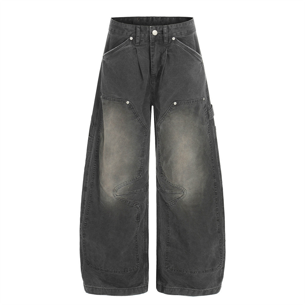 Washed Denim Curved Knife Pants | Tajstylo
