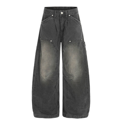 Washed Denim Curved Knife Pants | Tajstylo