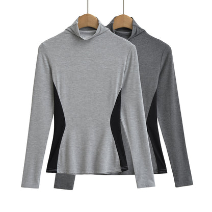 Woman wearing Elastic Waist Slimming Long Sleeve Top in a casual setting