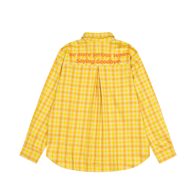 Embroidered Letter Plaid Shirt | Tajstylo