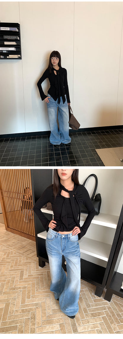 Fleece Lined Wide Leg Jeans | Tajstylo